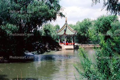 Pagoda, lake, trees, Summer Palace