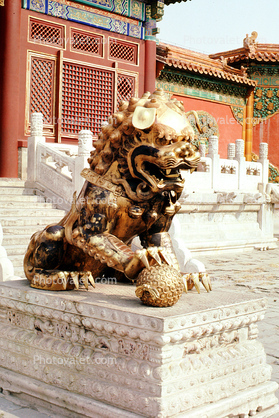 Lion Dragon, claws, creature, Statue, figure, golden