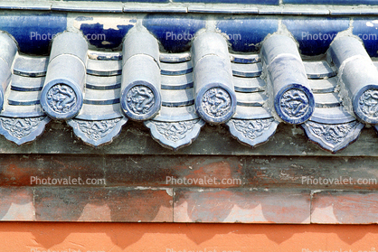 Roof Detail, temple, building, tile, bar-relief, frieze