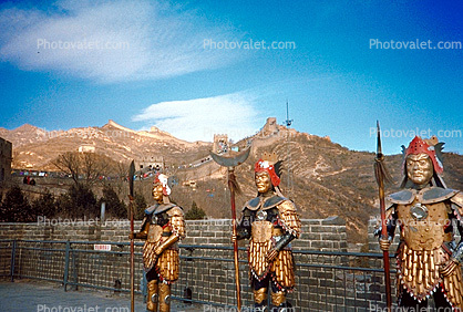 Golden Soldiers Guarding The Great Wall of China, Mountains, Hills