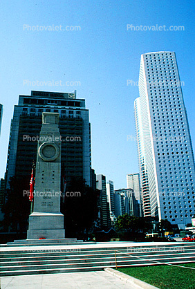 The Cenotaph, WW1 & WW2 War Memorial, Column. Square, Buildings, 1990