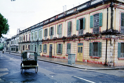 Rickshaw, buildings, Macau
