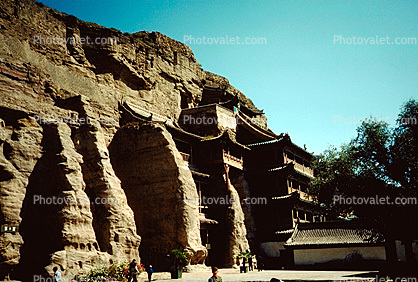 Yungang Grottoes, Datong City, Pavilion, Cliff, building