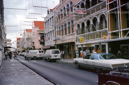 Street, buildings, cars, stores, Willemstad, Curacao