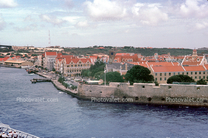 Harbor Entrance Skyline, waterfront, Rif Fort, Willemstad, Seawall, wall, Curacao