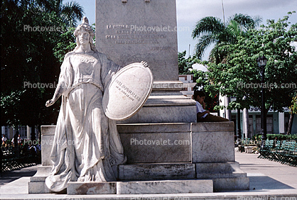 Woman Statue with a shield, Cienfuegos Cuba