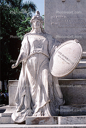 Woman Statue with a shield, Cienfuegos Cuba