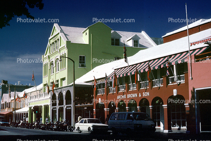 Archie Brown & Son, buildings, shops, cars, Bermuda