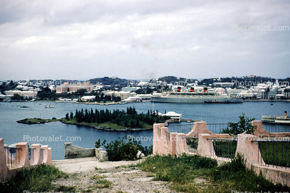 island, Navy Ship, harbor, buildings