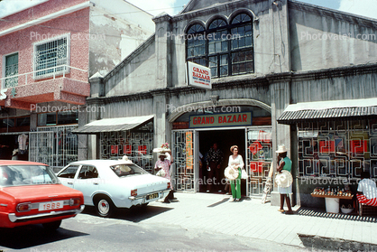 Grand Bazaar store, cars, building, tourist trap, Saint George's, 1960s