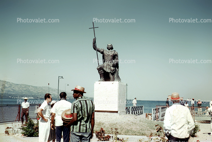 Christopher Columbus the destroyer statue, Port-au-Prince, Haiti, 1950s