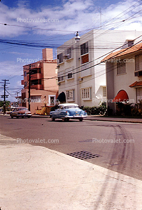 Cars, Street, Cityscape, Buildings, Outdoors, Outside, Exterior, San Juan, 1950s