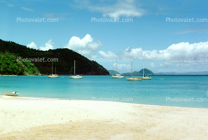 Beach, Sand, boats, Coast, Coastline, hills, Cane Garden Bay, Tortola Island, British Virgin Islands