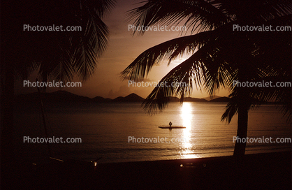 Sunset at the Beach, water, boat, Caneel Bay