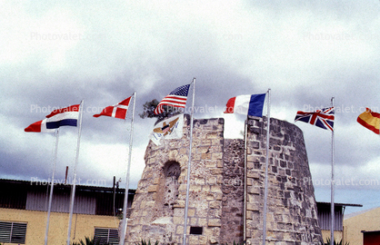 Cruzon Rum Distillery, Tower, Flags, Saint Croix
