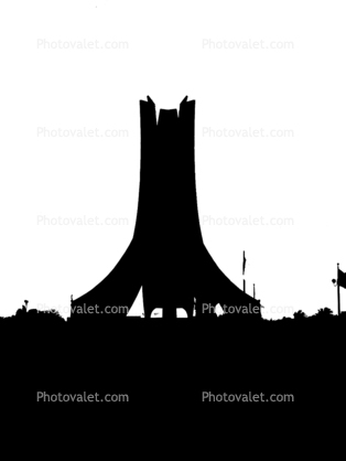 Monument of the Martyrs of the Algerian War silhouette, Algiers, logo, shape