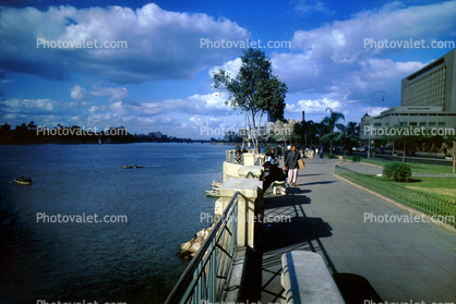 Waterfront, Path, Clouds, Nile River, Cairo, 1964, 1960s