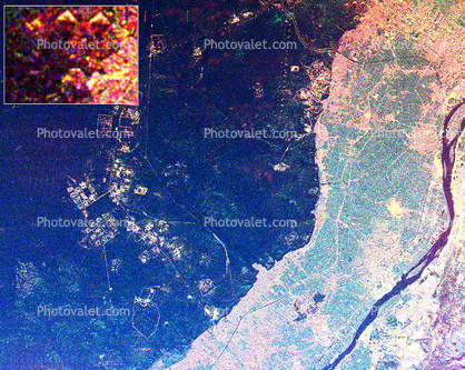 This radar image shows the area west of the Nile River near Cairo, Egypt