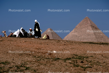 The Great Pyramid of Cheops, Men Walking, Camel, Giza