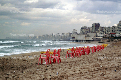 Beach, Charis, Sand, Buildings, waterfront, Alexandria