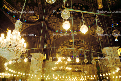 Muhammad Ali Mosque, interior, lights, chandelier
