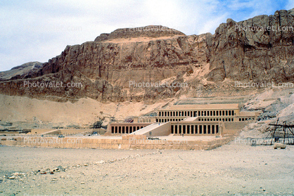 Mortuary Temple of Queen Hatshepsut, Luxor, Valley of the Kings, Buildings, Theban Hills, Mountain, Dirt, soil