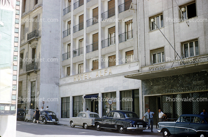 Hotel Alfa, Cars, Sidewalk, Building, Cairo