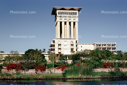 Building, Tower, Water, Aswan Oberoi Hotel, Nile River