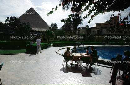 Pyramid, Poolside, table, Cairo