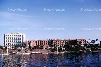 New Winter Palace, Hotel, shore, Nile River, Dhow Sailing Craft, skyline, vessel, buildings, Luxor