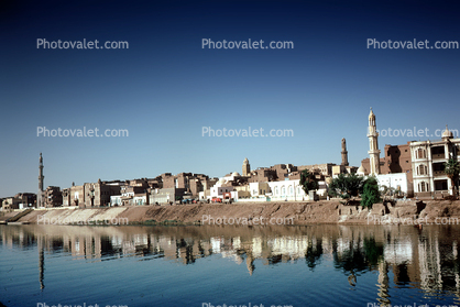 Nile River, minaret, reflection
