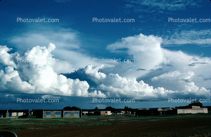 Cumulonimbus Clouds, village, buildings, houses, Fada-Ngourma, Gourma province
