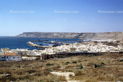 Harbor at Safi, buildings, Atlantic Ocean, coast, 1952, 1950s