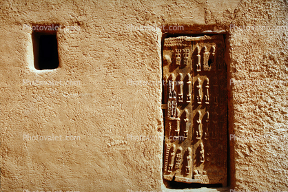 Ornate Door, Entrance, Wall, Doorway, Building, Dogon Country, Mopti Region, Sahil, Sahel
