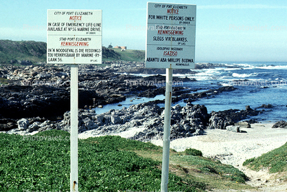 apartheid, racism, City of Port Elizabeth - For White Persons Only, signs, beach, coast, coastline