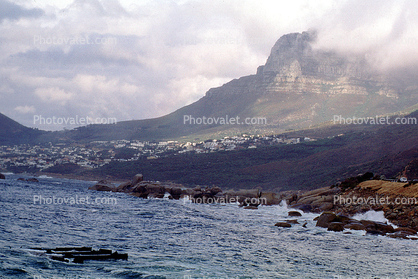 Homes, Buildings, Cliffs, Mountains, Shoreline, Table Mountain National Park, Cape Town
