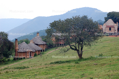 Huts, Tree, Hills, Cottages, Buildings, Hotel, Thatched Roof, roundhouse, Sod