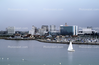 sialboat, building, marina, boats, harbor, skyline, cityscape