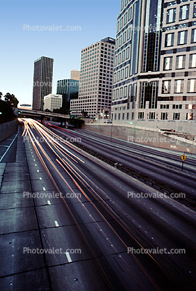 Interstate I-10 freeway, buildings, Cityscape, skyline, building, skyscraper, Outdoors, Outside, Exterior, high-rise, Twilight, Dusk, Dawn, highrise buildings