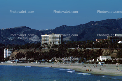 beach, sand, shoreline, seaside, coastal, Pacific Ocean, mountains, Santa Monica Bay, Skyline Buildings, Palm Trees, 101 Ocean Condos, 1963 Retro-modern style, 2021