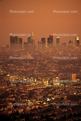 Smog, haze, Downtown Buildings, skyline, skyscraper, cityscape, Exterior, Urban, Metropolis, sunset