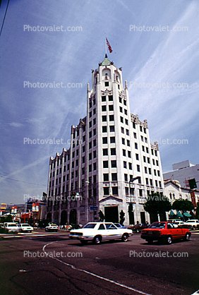 Hollywood First National Bank, building, cars, Hollywood Blvd and Highland, 6777 Hollywood Blvd, high-rise building