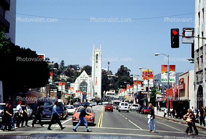 Burger King, buildings, church, Hollywood Boulevard