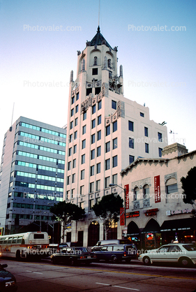 Hollywood First National Bank Building, Wax Museum, cars, landmark building, 6777 Hollywood Blvd