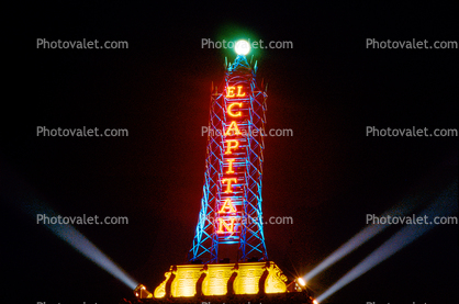El Capitan, Lattice Tower, neon sign, landmark, klieg lights