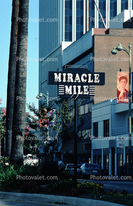 Miracle Mile Sign, Wilshire District, buildings, Boulevard