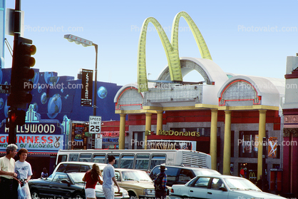 McDonalds, Hollywood Blvd, cars, bus, Automobiles, Vehicles