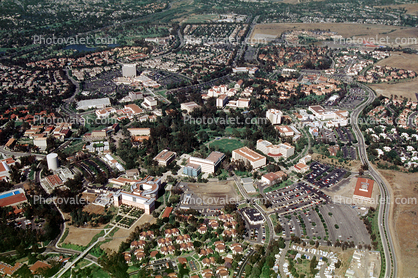 UCI, UC Irvine Main Campus, University of California Irvine, College, Houses, Homes, rooftops, streets, buildings, offices