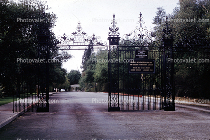Gate, Huntington Gardens, landmark, March 1961, 1960s