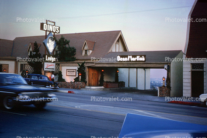 Dino's Lodge, Dean Martin, 8524 Sunset Blvd, cars, landmark, August 1962, 1960s